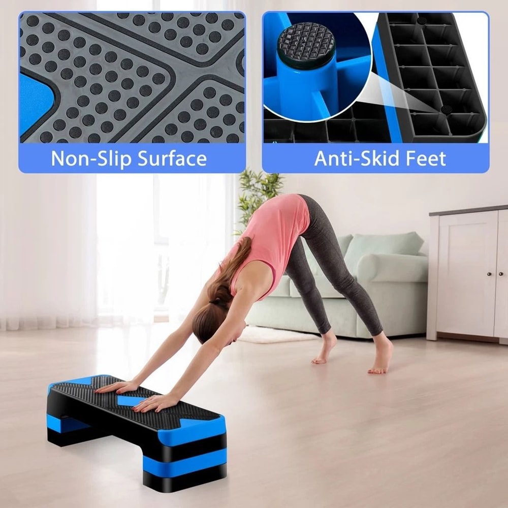 HighDensity Aerobic Step Platform Adjustable Home Gym Stepper With 3 Risers For Muscle And Cardio W 8