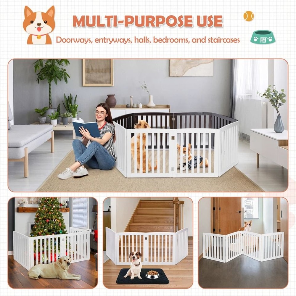 Freestanding Pet Dog Gate MDF Divider Safety Barrier For Doorway 1
