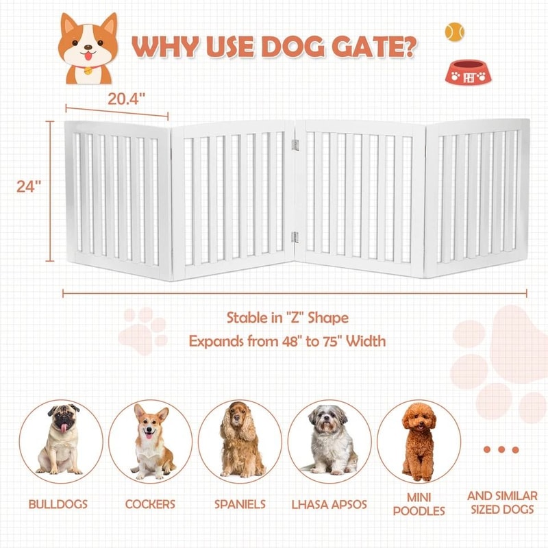 Freestanding Pet Dog Gate MDF Divider Safety Barrier For Doorway 3