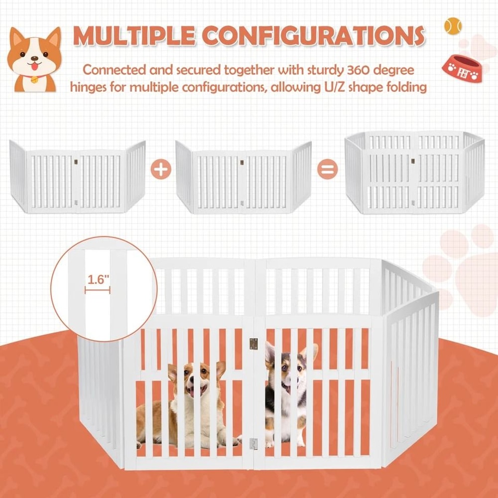 Freestanding Pet Dog Gate MDF Divider Safety Barrier For Doorway 4
