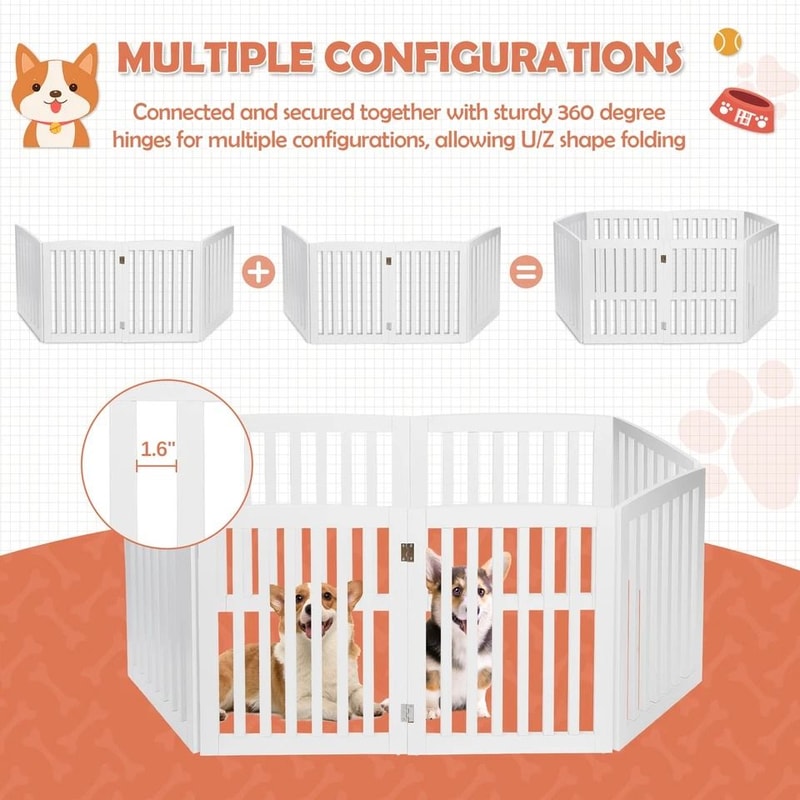 Freestanding Pet Dog Gate MDF Divider Safety Barrier For Doorway 4