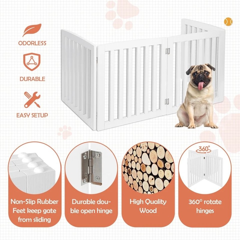Freestanding Pet Dog Gate MDF Divider Safety Barrier For Doorway 5
