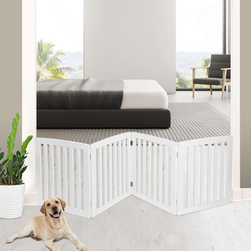 Freestanding Pet Dog Gate MDF Divider Safety Barrier For Doorway 7