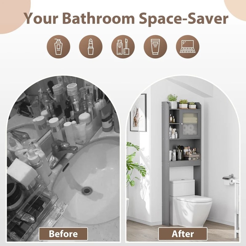 Over The Toilet Bathroom Storage Cabinet SpaceSaving Linen And Bath Essentials Organizer Adjustable 3