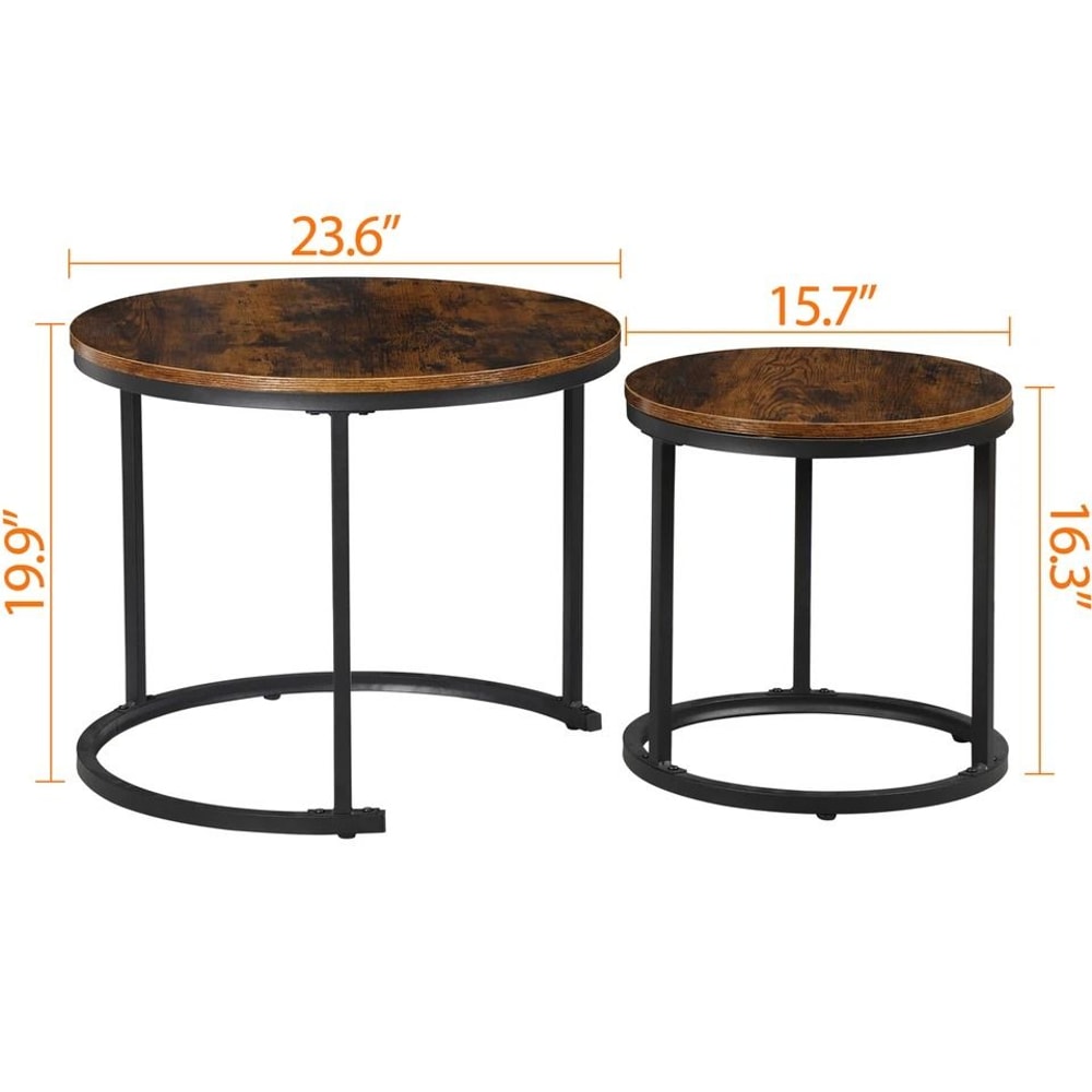 Round Modern Nesting Coffee Table Set Accent Table For Living Room 0