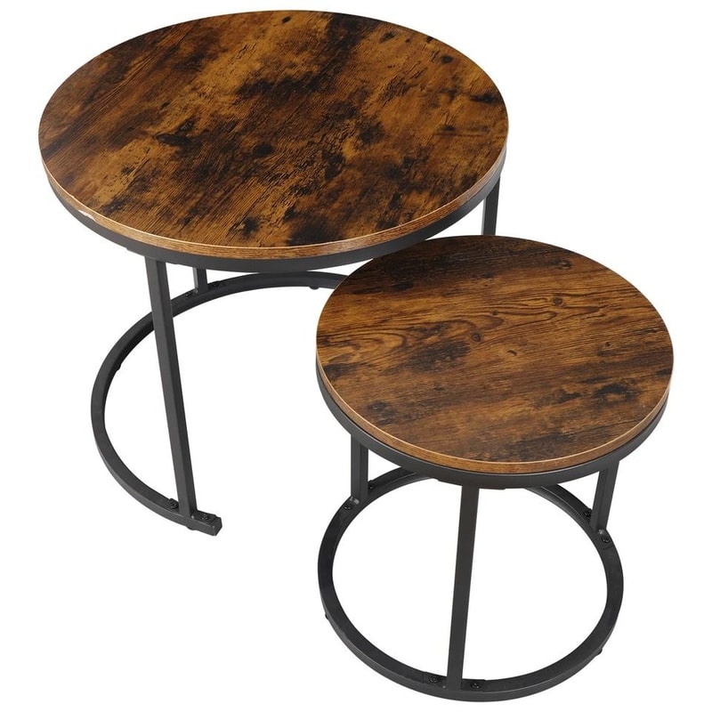 Round Modern Nesting Coffee Table Set Accent Table For Living Room 6