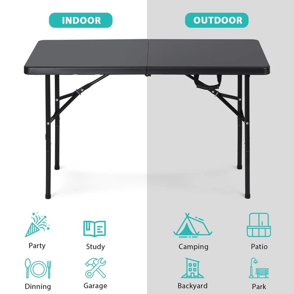 Portable Plastic Folding Table Indoor Outdoor Use Lightweight Picnic Table 4