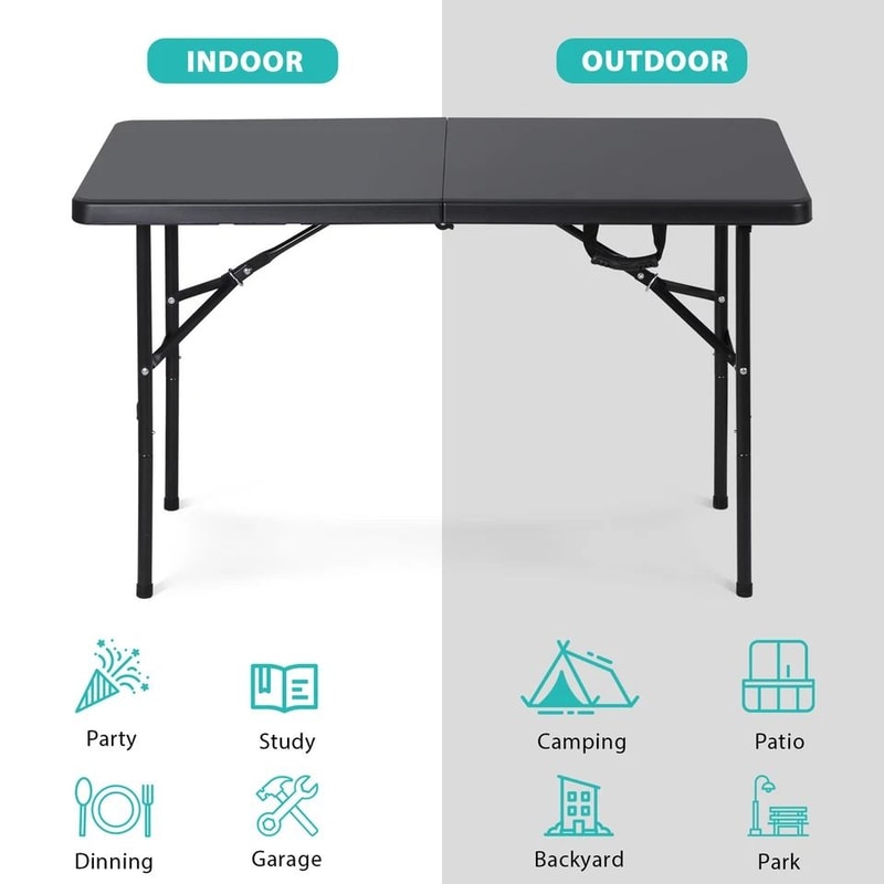 Portable Plastic Folding Table Indoor Outdoor Use Lightweight Picnic Table 4