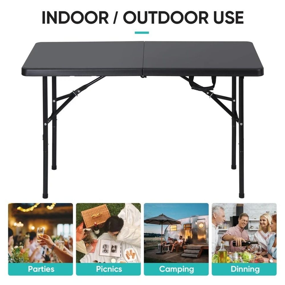 Portable Plastic Folding Table Indoor Outdoor Use Lightweight Picnic Table 6