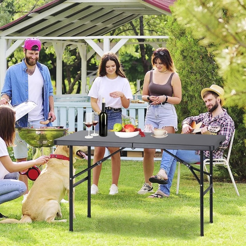 Portable Plastic Folding Table Indoor Outdoor Use Lightweight Picnic Table 8