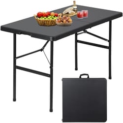 portable plastic folding table, indoor outdoor use, lightweight picnic table