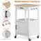 White Rolling Kitchen Cart On Wheels Extra Counter Space Perfect For Dining Room And Kitchen Organi 1