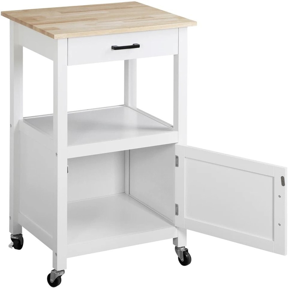 White Rolling Kitchen Cart On Wheels Extra Counter Space Perfect For Dining Room And Kitchen Organi 6