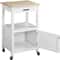 White Rolling Kitchen Cart On Wheels Extra Counter Space Perfect For Dining Room And Kitchen Organi 6