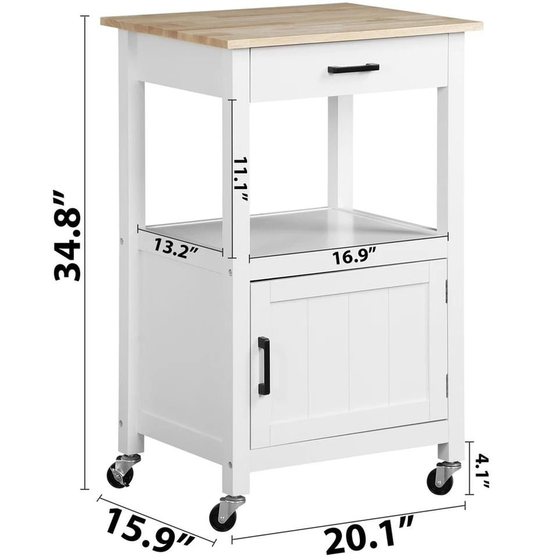 White Rolling Kitchen Cart On Wheels Extra Counter Space Perfect For Dining Room And Kitchen Organi 7