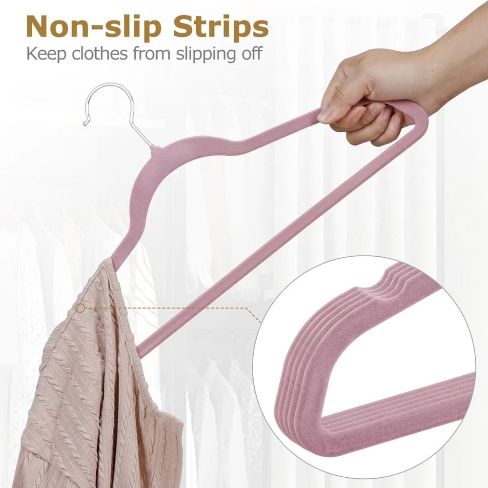 Swivel Pink Velvet Hangers Premium Clothes Hangers For Coats And Shirts NonSlip Design 2