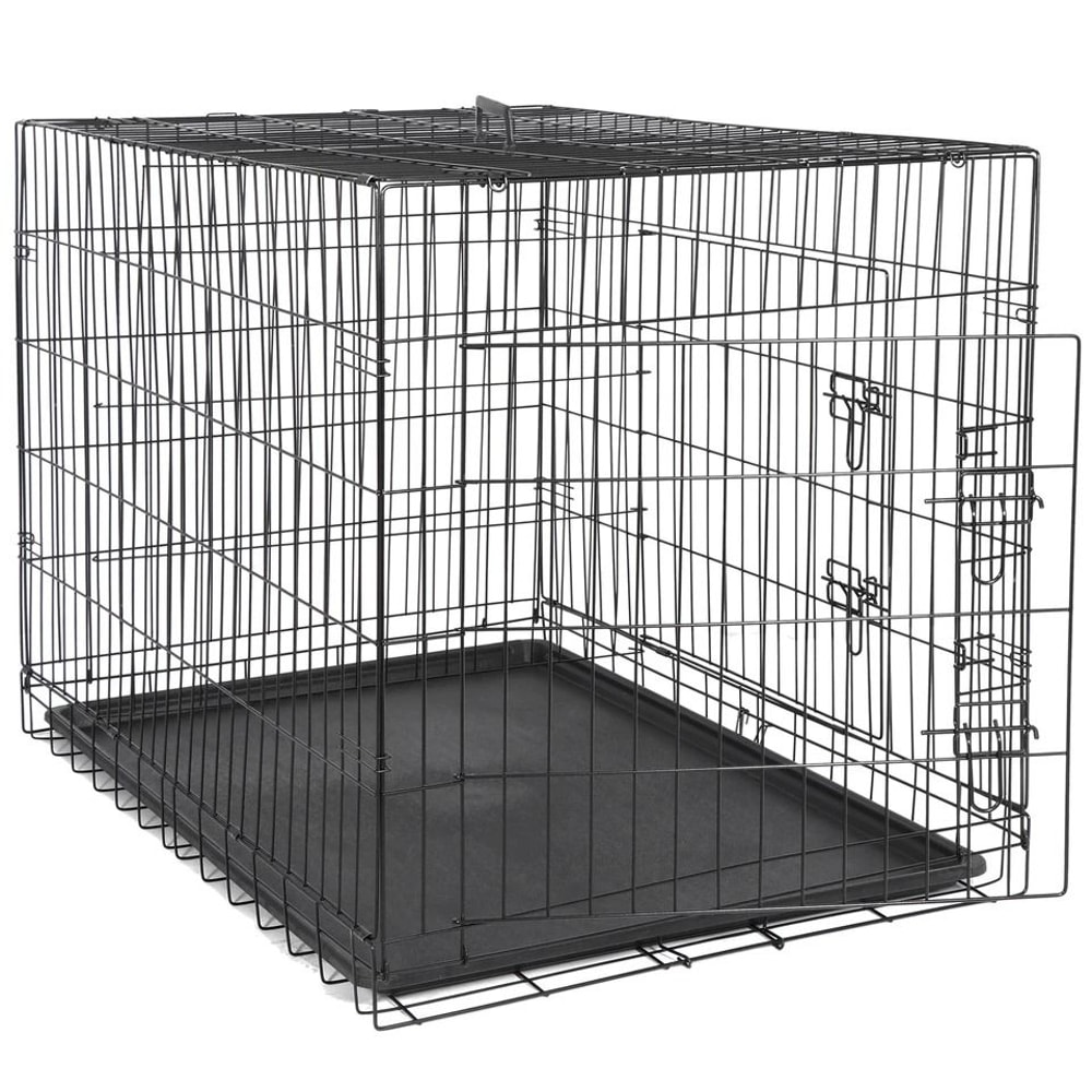 Folding Dog Crate Large Pet Kennel With Tray Indoor Dog House Sturdy Metal Cage Portable And Travel 6
