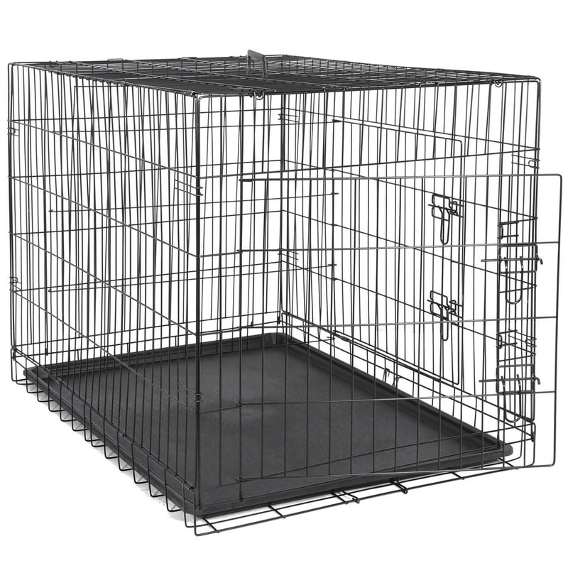 Folding Dog Crate Large Pet Kennel With Tray Indoor Dog House Sturdy Metal Cage Portable And Travel 6