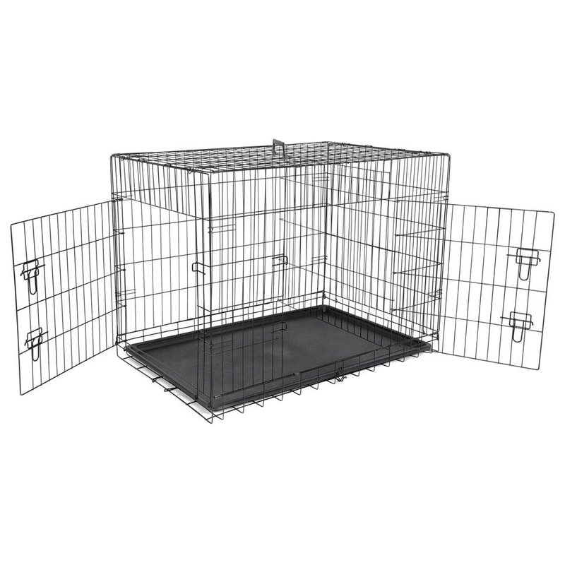 Folding Dog Crate Large Pet Kennel With Tray Indoor Dog House Sturdy Metal Cage Portable And Travel 7