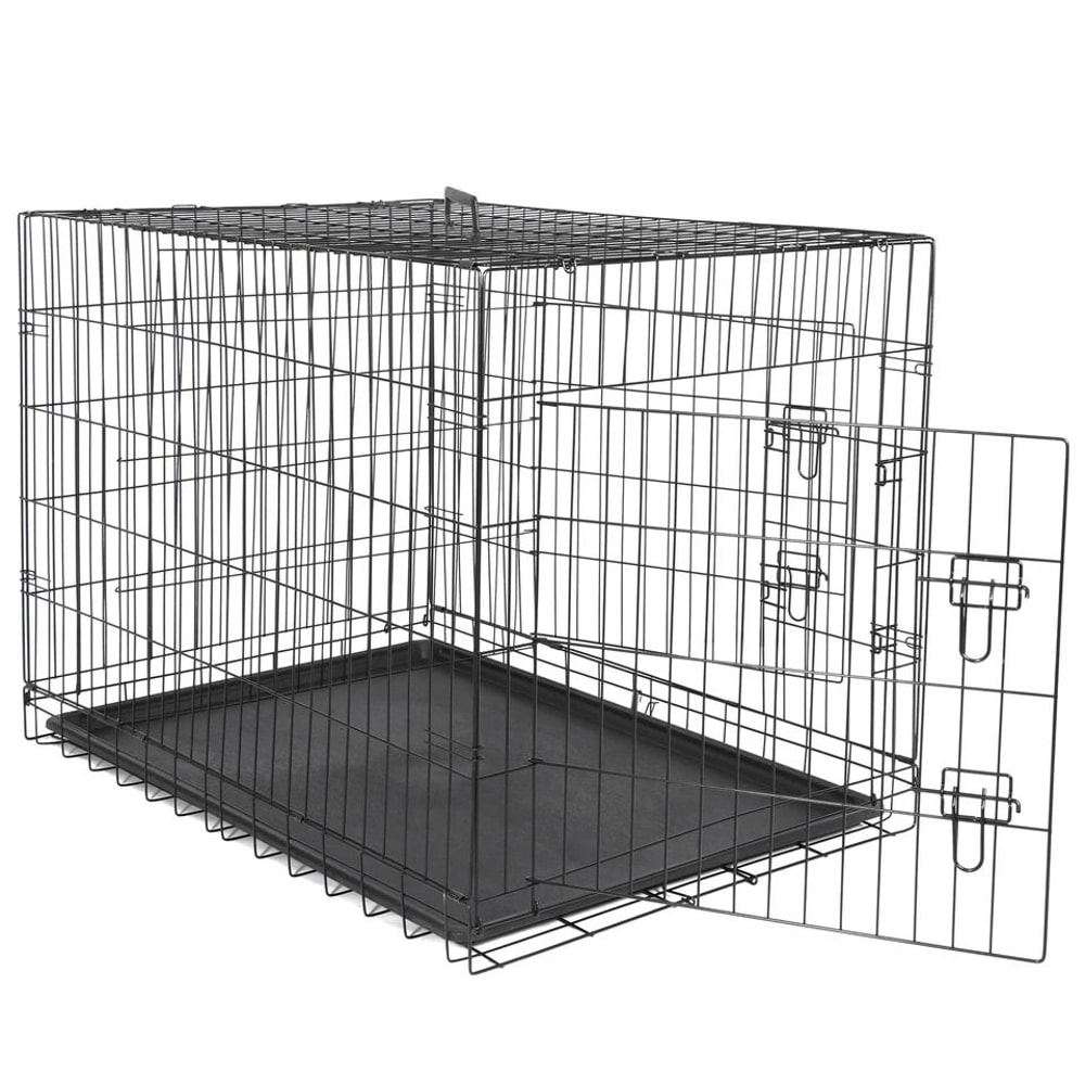 Folding Dog Crate Large Pet Kennel With Tray Indoor Dog House Sturdy Metal Cage Portable And Travel 8