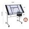 Tempered Glass Adjustable Drawing Table Rolling Drafting Station Adjustable Height Work Desk Storag 13