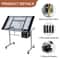Tempered Glass Adjustable Drawing Table Rolling Drafting Station Adjustable Height Work Desk Storag 5