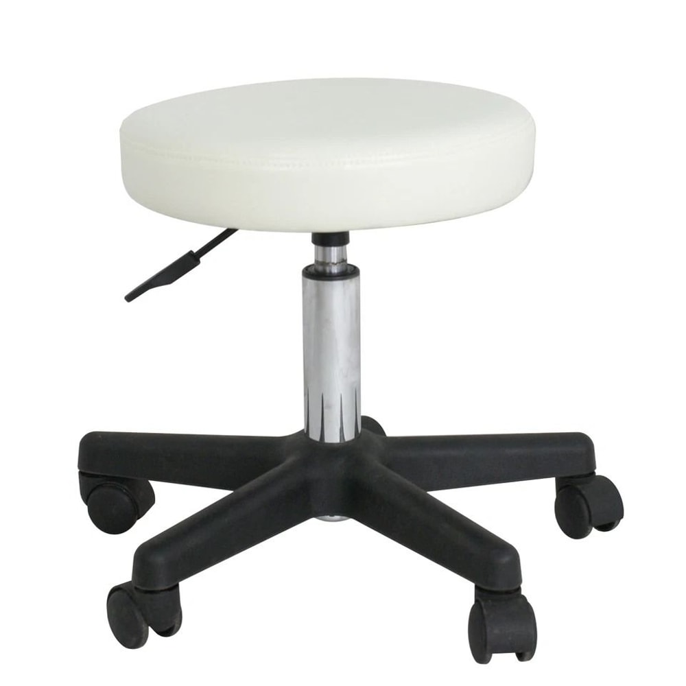 Adjustable Rolling Tattoo Chair Hydraulic Salon Stool Spa White PU Leather Cushion 1