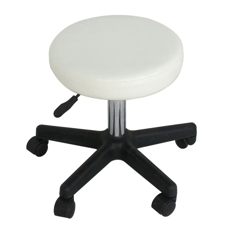 Adjustable Rolling Tattoo Chair Hydraulic Salon Stool Spa White PU Leather Cushion 2