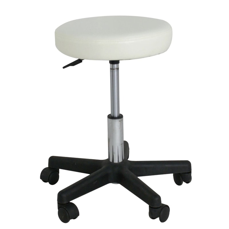 Adjustable Rolling Tattoo Chair Hydraulic Salon Stool Spa White PU Leather Cushion 0