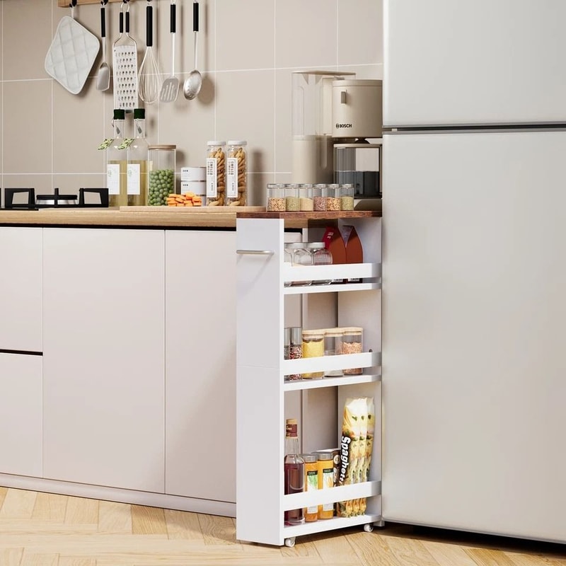 Slim Rolling Cart Tier Utility Storage Cart Narrow Kitchen Cart For Small Spaces 1