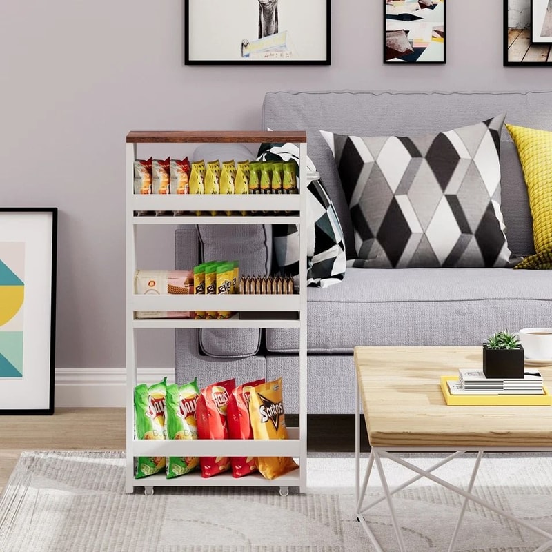 Slim Rolling Cart Tier Utility Storage Cart Narrow Kitchen Cart For Small Spaces 7