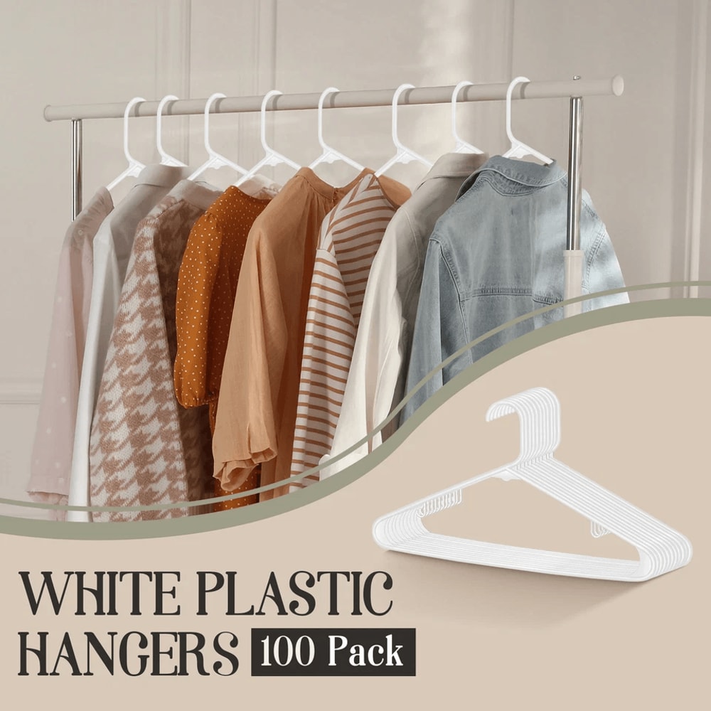 Premium Plastic Hangers White Durable NonSlip For Shirts Skirts Suits And Blouses 7