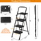 Folding Step Stool With AntiSlip Pedal Ladder With Tool Platform Black High Weight Capacity Compact 2