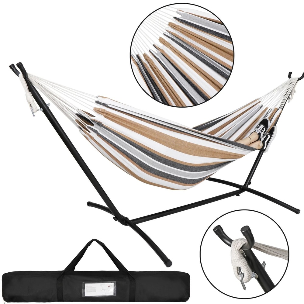 Relax In Style Cozy Hammock Hanging With Stand Comfortable Porch Swing Seat Durable Rope Chair Loun 4