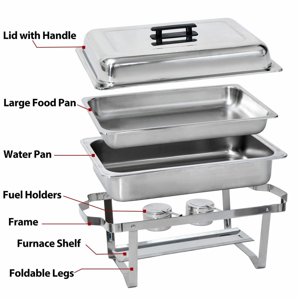 Food Warmer Chafer Chafing Dishes Stainless Steel Durable Foldable Frame Professional Catering Use 8