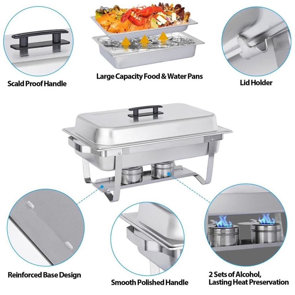Food Warmer Chafer Chafing Dishes Stainless Steel Durable Foldable Frame Professional Catering Use 2