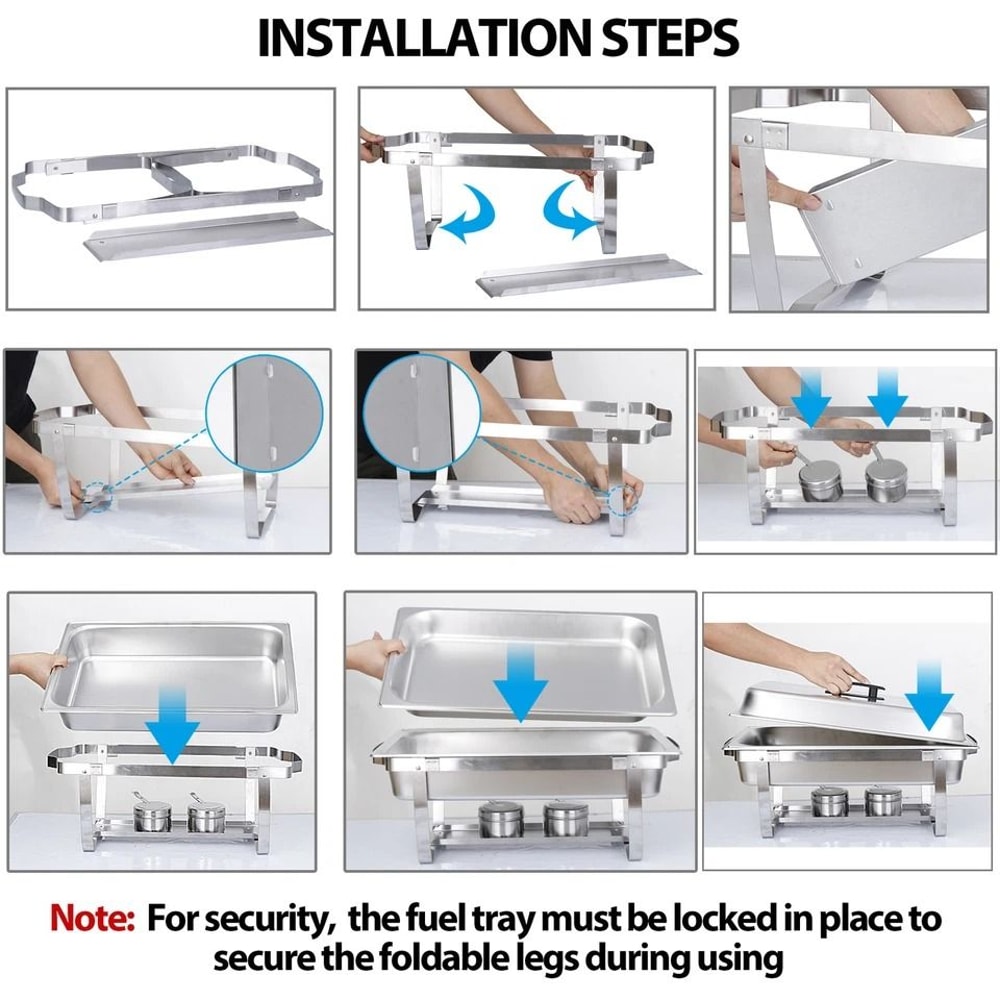 Food Warmer Chafer Chafing Dishes Stainless Steel Durable Foldable Frame Professional Catering Use 3