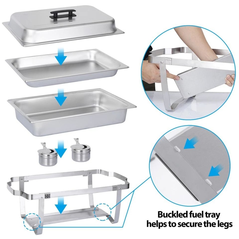 Food Warmer Chafer Chafing Dishes Stainless Steel Durable Foldable Frame Professional Catering Use 4