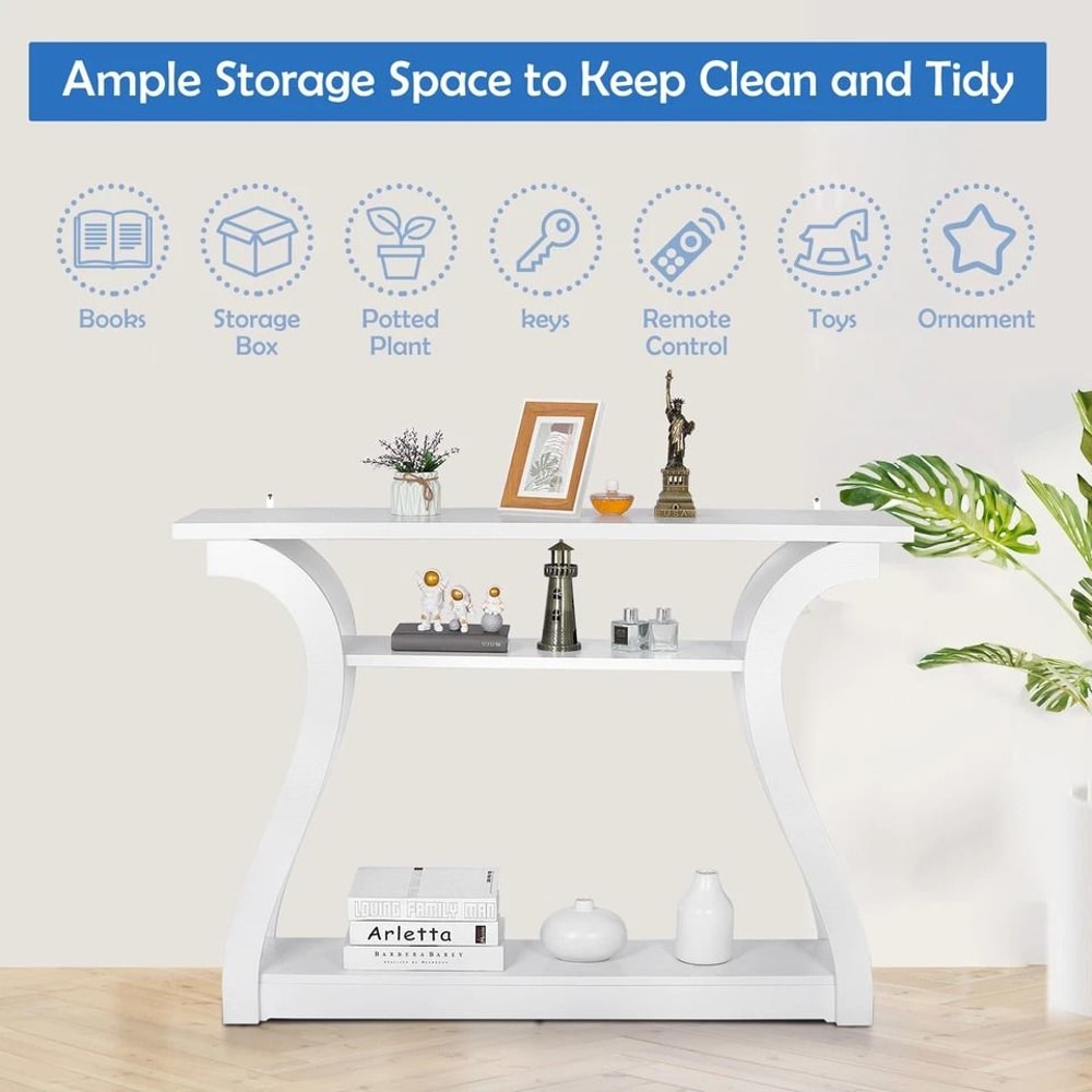 White Modern Console Table Accent Side Table Entryway Sofa Display Table For Home Decor 2