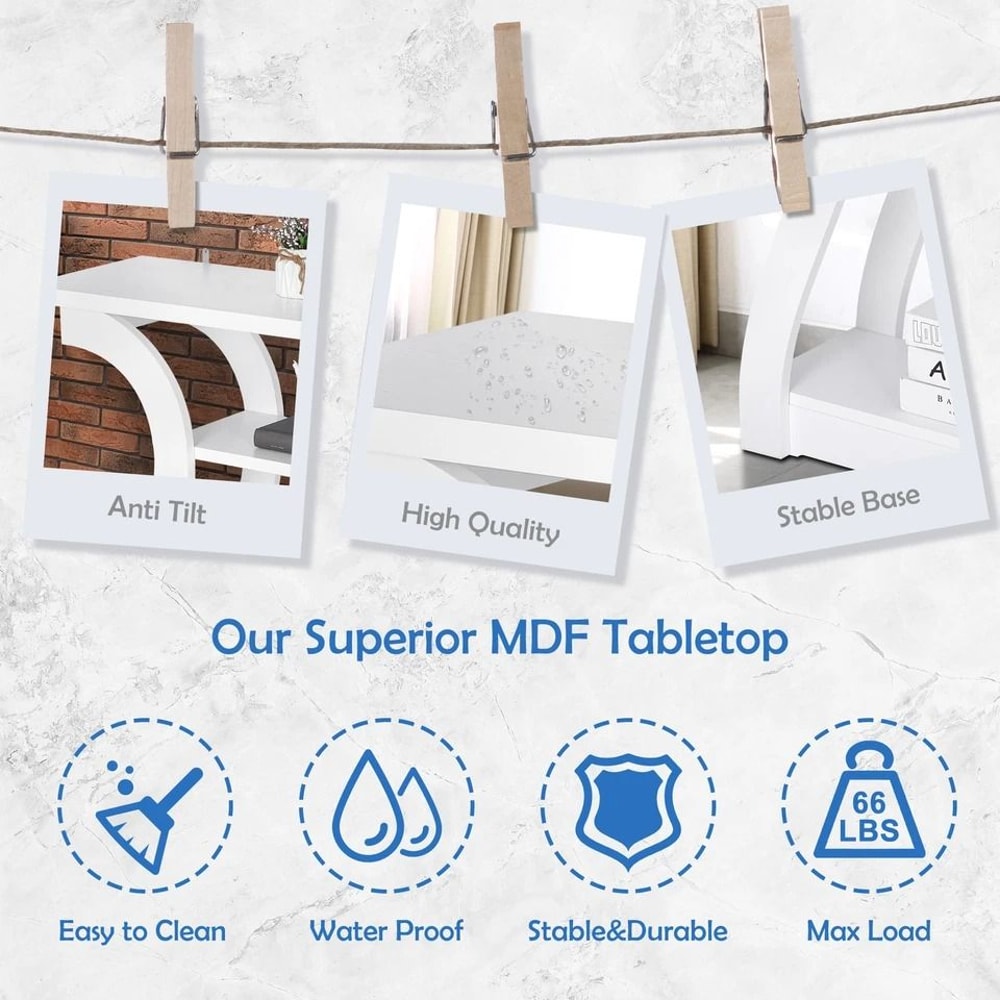 White Modern Console Table Accent Side Table Entryway Sofa Display Table For Home Decor 3