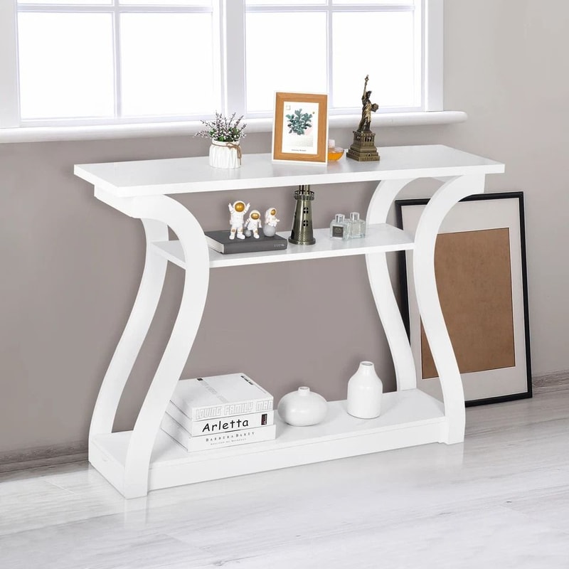 White Modern Console Table Accent Side Table Entryway Sofa Display Table For Home Decor 5