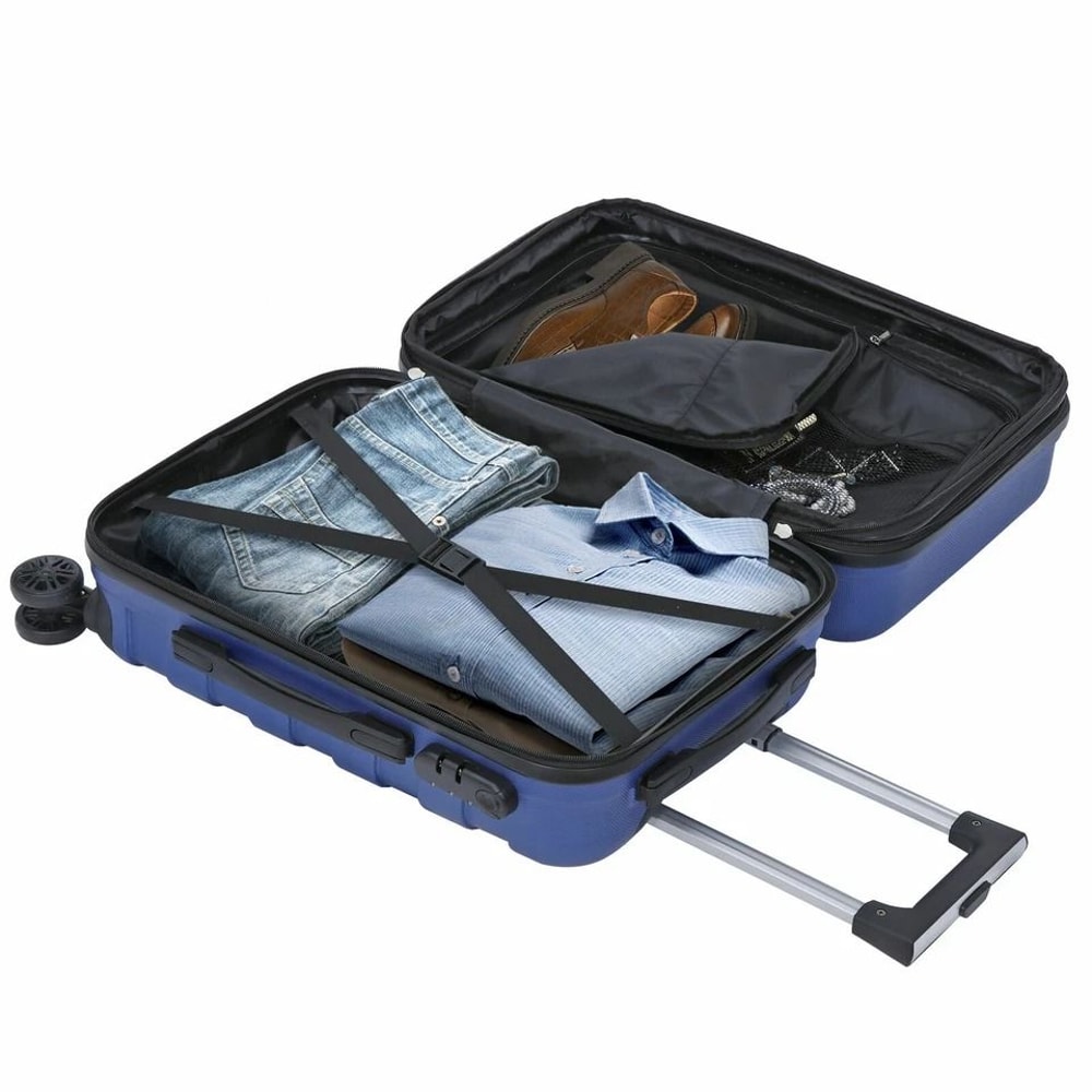 Expandable Blue Hardside Spinner CarryOn Luggage Capacity Wheels For Smooth Rolling Durable ABS She 2