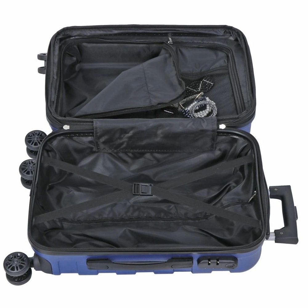 Expandable Blue Hardside Spinner CarryOn Luggage Capacity Wheels For Smooth Rolling Durable ABS She 3