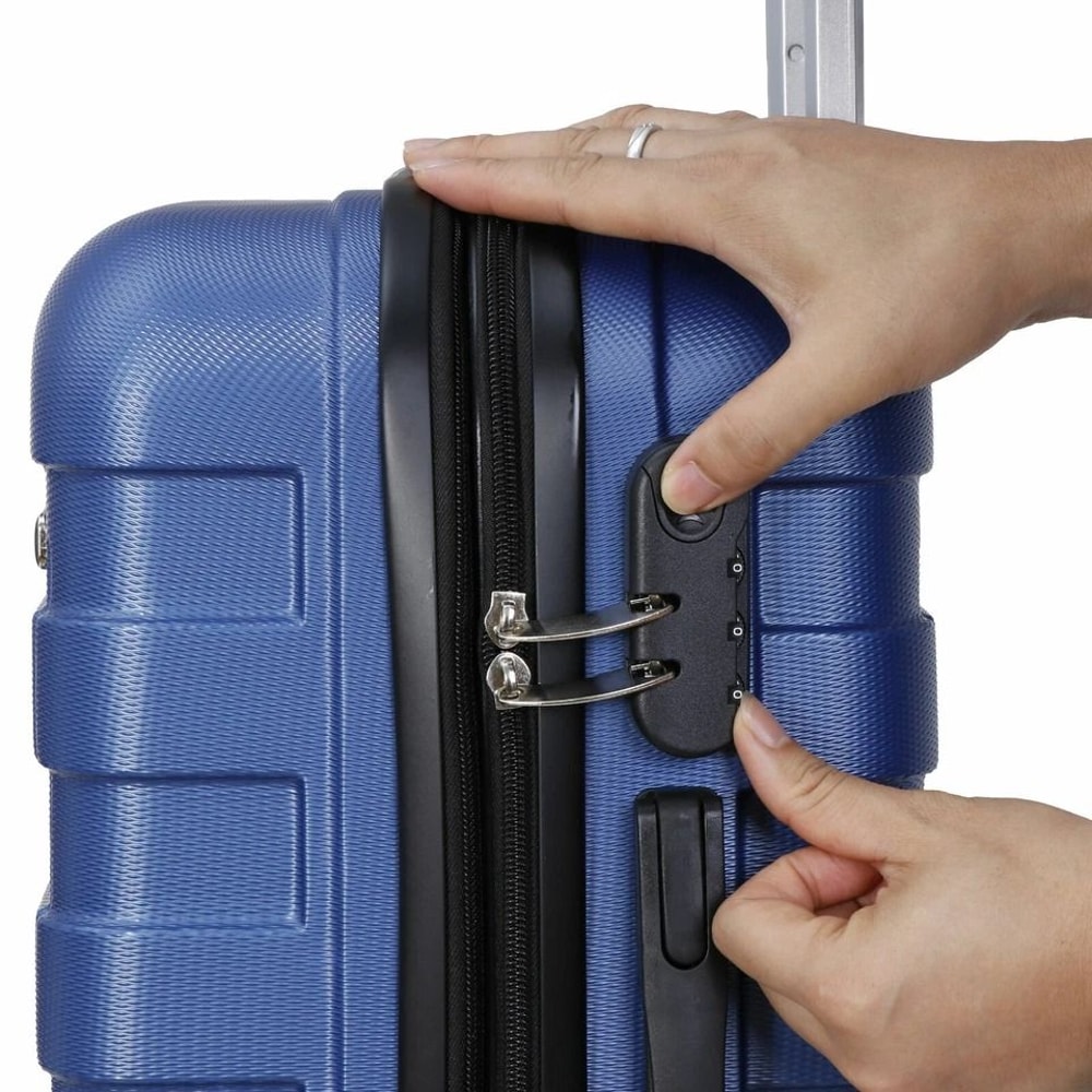 Expandable Blue Hardside Spinner CarryOn Luggage Capacity Wheels For Smooth Rolling Durable ABS She 5