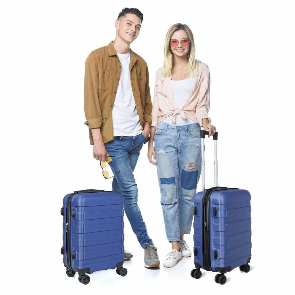 Expandable Blue Hardside Spinner CarryOn Luggage Capacity Wheels For Smooth Rolling Durable ABS She 8