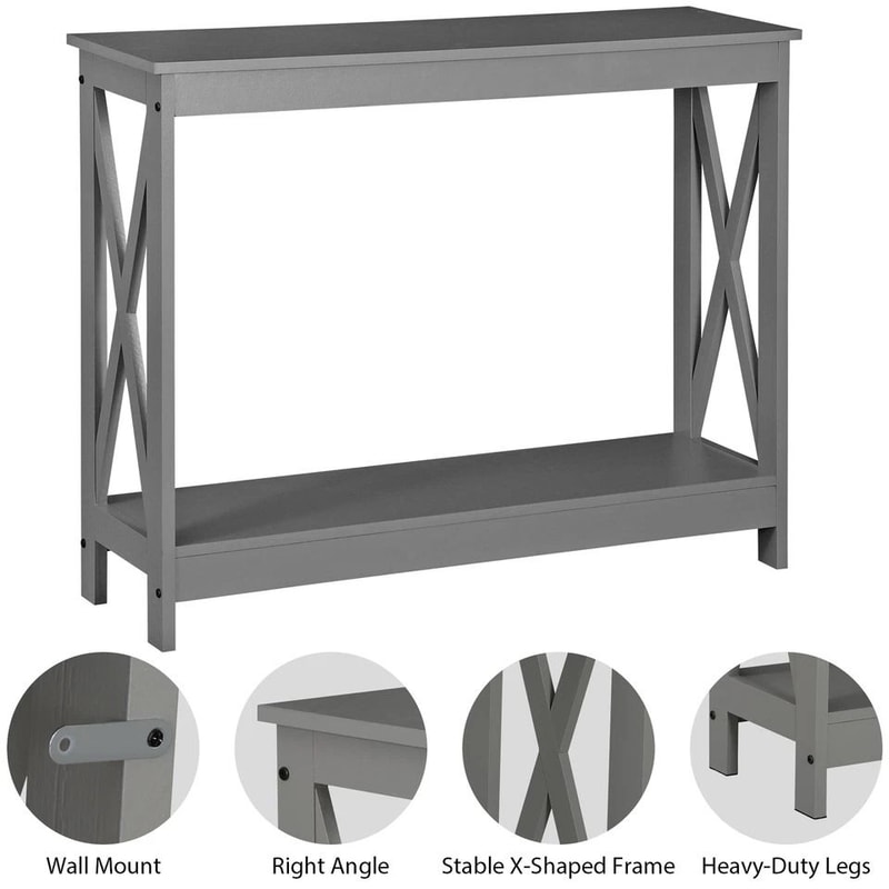 Grey Console Table For Home Entryway Table Modern Sofa Table Display Rustic Decor Versatile Accent 2