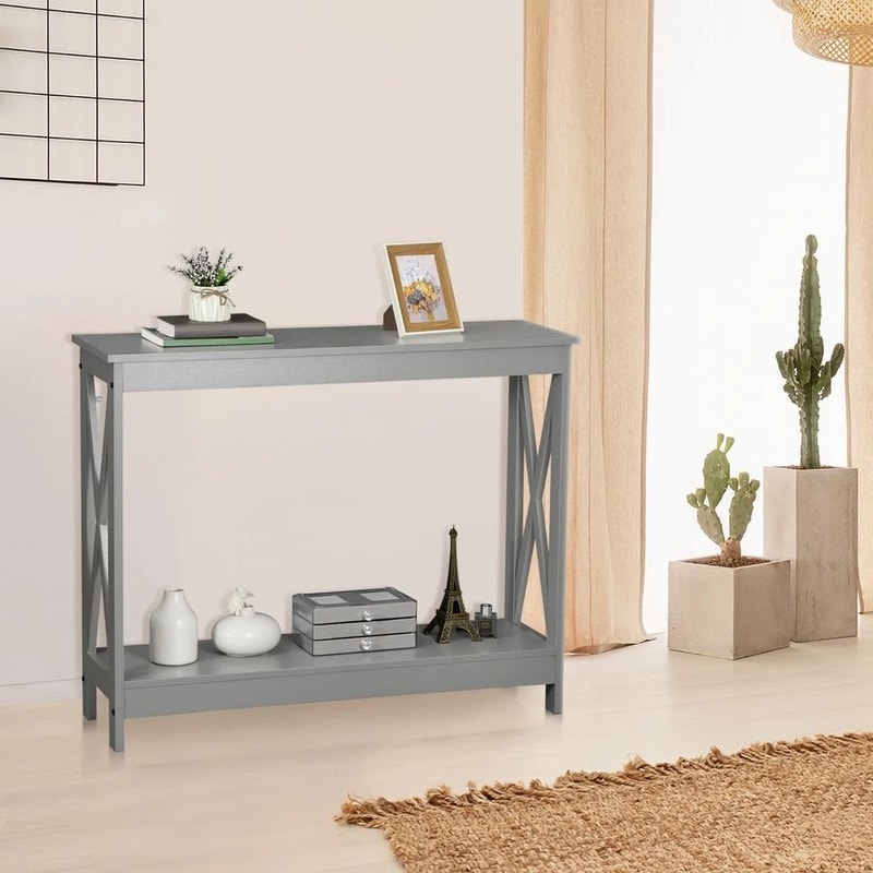 Grey Console Table For Home Entryway Table Modern Sofa Table Display Rustic Decor Versatile Accent 6