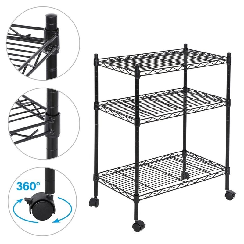 Metal Rack Shelves Shelf Storage Shelving Unit Adjustable Steel Wire Shelf 3Shelf Organization For 0