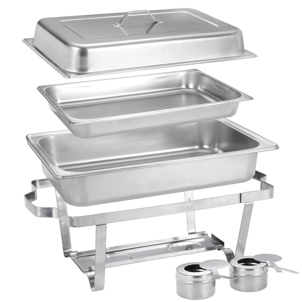Stainless Steel Chafing Dish Set Full Size Buffet Catering Elegant Mirror Finish Water Pan Food Pan 3