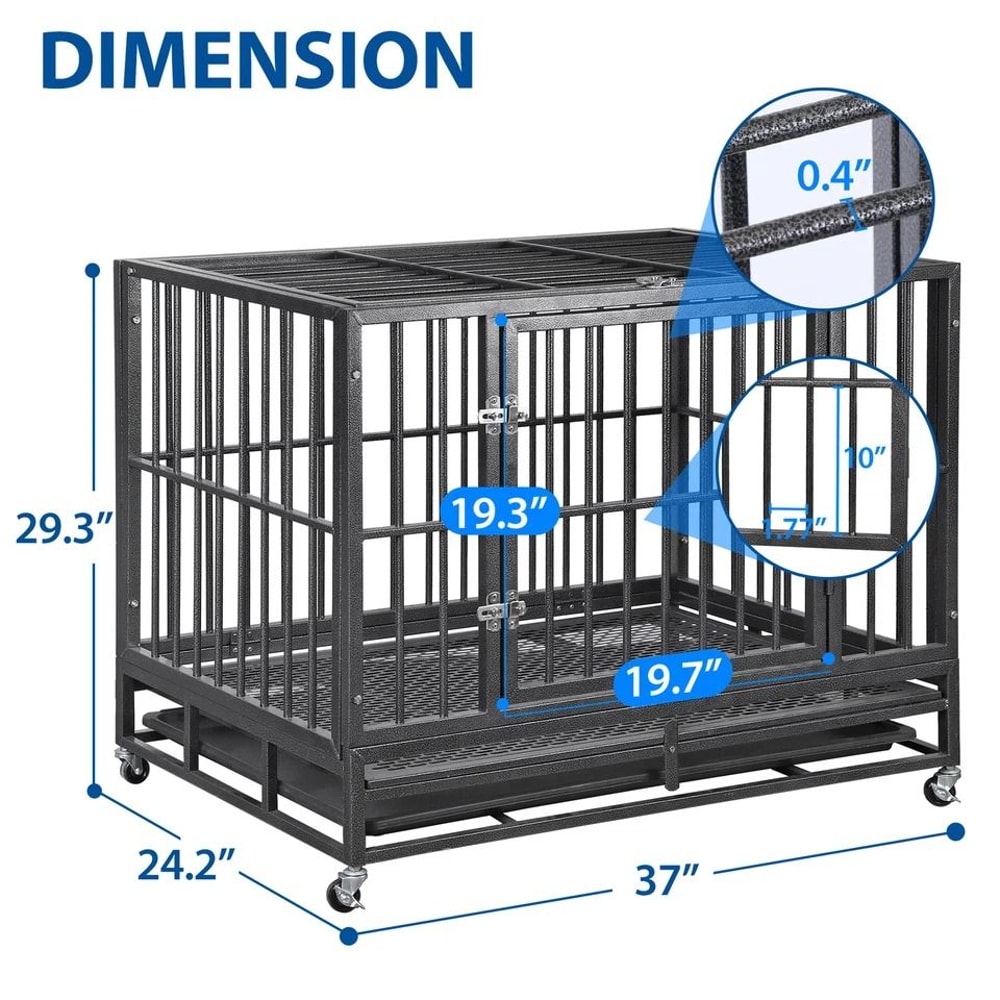 Large Dog Cage With Locks Heavy Duty Dog Crate Indoor Outdoor Removable Tray 1